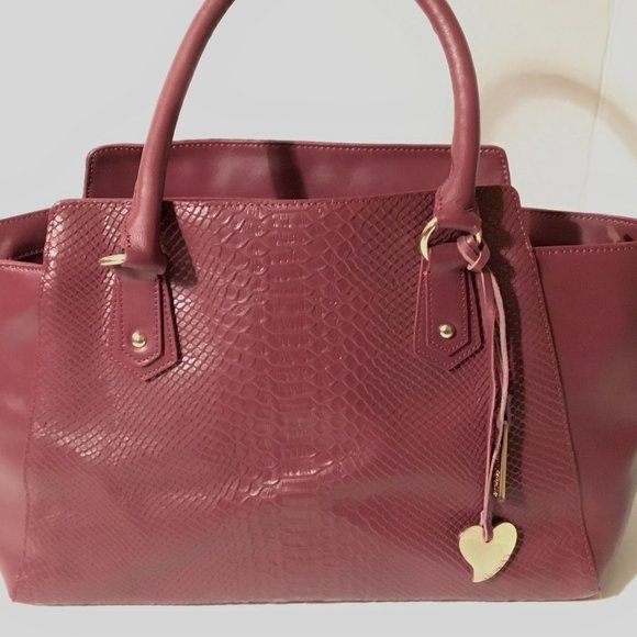 Cuore & Pelle Leather Snakeskin Musette Bag Handbag Carryall Tote - Picture 5 of 8